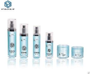 Cosmetic Bottle Set Acrylic Face Cream Jars Acrylic Round Bottle With Lotion Pump