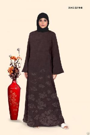 brown floral print abaya