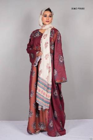 Maroon Printed Ethnic Shurag