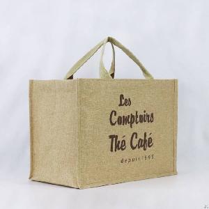 printed jute tote bag