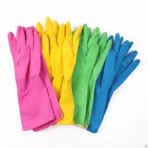 Household Latex Gloves Dip Flocklined Kitchen Cleaing