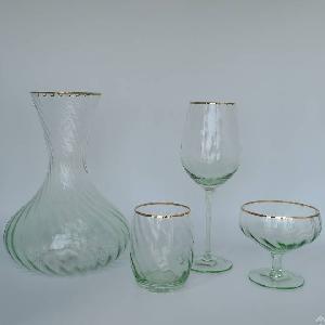 Gold Rim Glassware With Sprayed Color