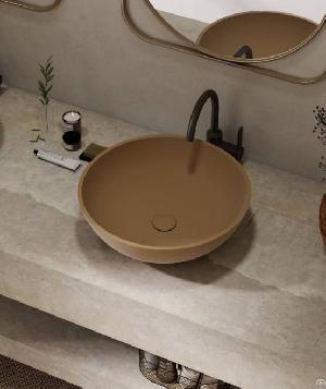 Bz06-01s Round High Quality Countertop Solid Surface Wash Basin