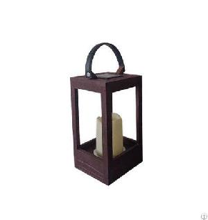Metal Wind Lanterns Stainless Steel Wooden Candle Holders