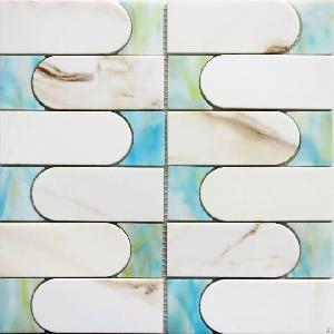 Gold Marble Glass Mosaic With Turquoise Accents