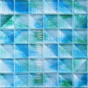Ocean Ombre Checkered Square Mosaic Tile