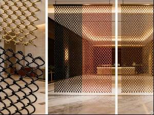 Flexible Aluminum Chain Link Mesh Curtains For Interior Room Division In Hotels