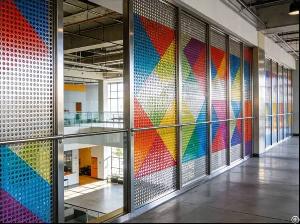 Geometric Multi-pattern Perforated Metal Partition Walls For Interior Space Division