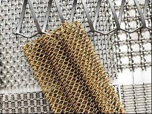 Ring Type Metal Mesh Curtain Panel With Interlinked Circular Wire Structure For Decorative Interior