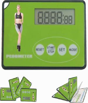 Sell High Quality Card Shape Pedometer Gift Step / Distance / Calorie Counter And Digital Clock 4 In