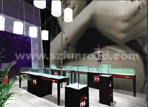 Black Paint Tempered Glass On Top Jewelry Display Case, Cabinet And Showcase For Shop