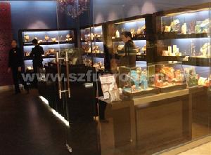 wooden tempered glass display case shop showroom