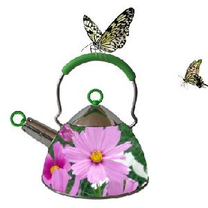 Stainless Steel Whisting Tea Kettles With Flowers Pattern