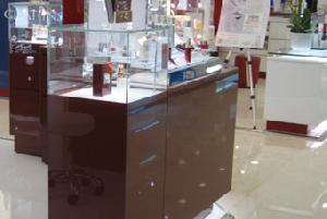 Cosmetic And Make Up Display Cabinets In Red Colour