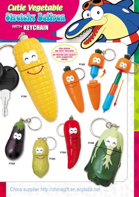 China Supplier Cutie Vegetable Stretchy Ballpen With Keychain