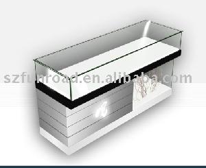 Wood Glass Countertop Jewellery Display Cabinet Showcase With Led Light For Jewelry Showroom