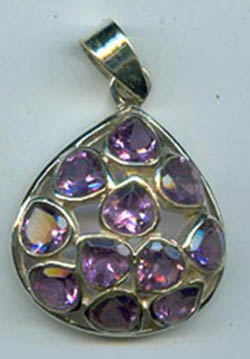 gemstone studded silver pendant