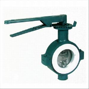 Din Ductile Iron Wafer Type Teflon Lined Butterfly Valve