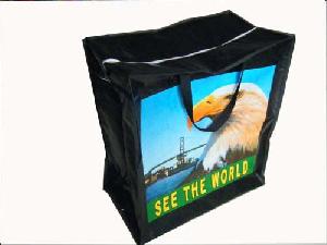 See The World Black Folded Colored Woven Bag