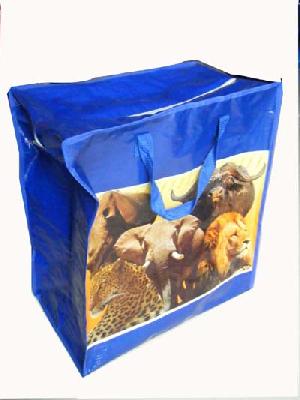 Blue Afric Animal Recycled Plastic Bag With Zipper And Handle