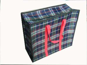 Several Colors Pane Compound Fabric And Red Textile Tape Handle With Zipper Lock