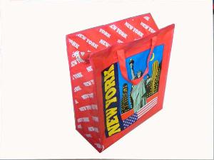 Newyork Red Recycled Shopping Bag With Handle .