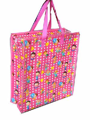 Boy And Girl Folded Woven Tote Bag