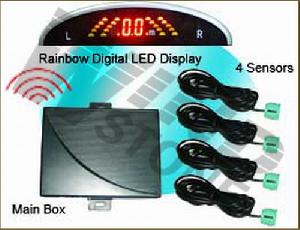 Wireless Rainbow Led Display Car Backup Parking Sensor System With 4 Rear In-bumper Sensors Wrd039c4