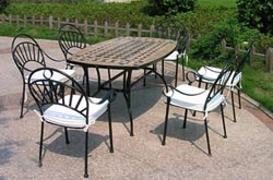 Export Marble Top With Wrought Iron Base Table And Chairs Set