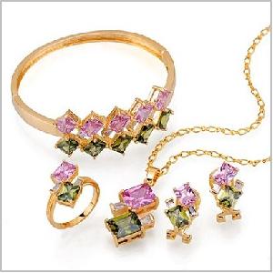 18k Gold Plating Brass Cz Jewelry Set