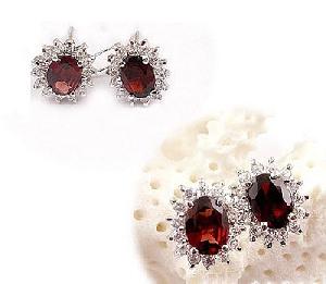 Sterling Silver Natural Garnet Earring Jewelry