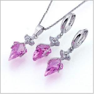 Wholesale Glod Plated Brass Cz Jewelry Set Earring Necklace