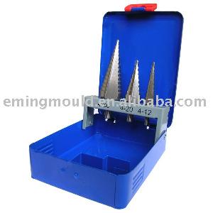 3pcs Step Drill Set In Metal Box Set