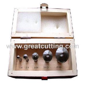 deburring tools 5 countersinks wooden box