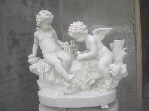 Two Boys Angeles Marble Statue