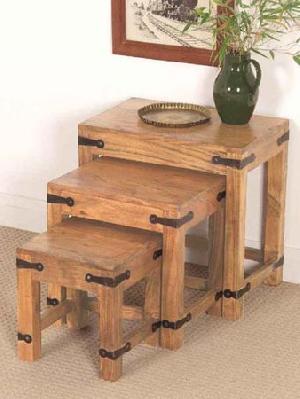 Indian Wooden Set Of Three Nest Of Table Manufacturer, Exporter And Wholesaler India