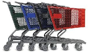 Iron Frame And Plastic Basket, Supermarket Trolleys Made By Qingdao Yongchang