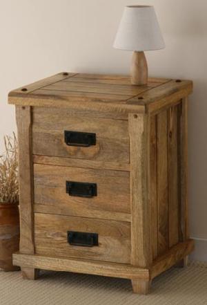 Mango Wood Three Drawer Bedside Table Manufacturer, Exporter And Wholesaler India