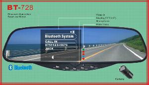 Bluetooth Car Kit With Built-in 3.5 Inch Tft Rear-view Mirror Display Bt-728