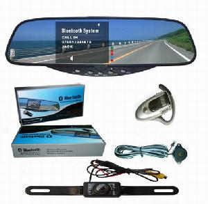 Hands Free Bluetooth 3.5 Inch Tft Rear View Mirror Car Kit Wirth Wireless Fm Headset And Reverse Cam