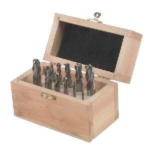 12 Pcs Hss End Mills In Wooden Box, Ball Head, 2 Flutes And 4 Flutes, Din327 And Din844