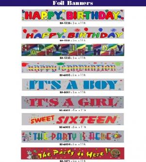 Celebration Foil Banenrs 5 Inch X11 Ft For Various Themes