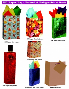 Gift Paper Bags, Printed , Holographic Or Kraft