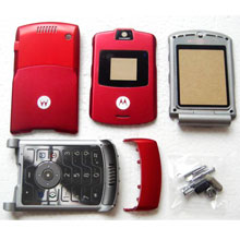 Complete Set Housing Faceplate Cover For Motorola Razr V3i Red