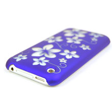 Hard Plastic Back Case With Transparent Flower Pattern For Apple Iphone 3gs Iphone 3g Indigo