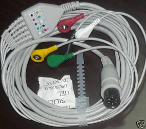 One Piece Patient Monitor Ecg Cable With 5 Leads 6pplug For Many Different Machines