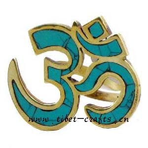 Om Tibetan Silver Turquoise Ring