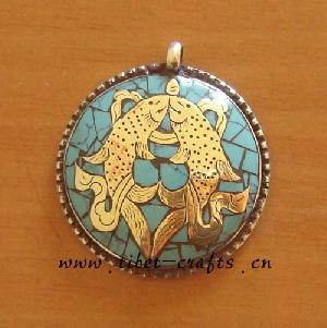 Tibetan Two Fishes Symbol Amulet Pendant