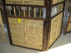 Bamboo Fencing Screen With Wood Frame , Dyed Color