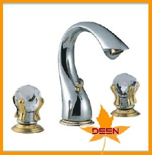 Sliver Brass Basin Faucet With Double Switch Lever